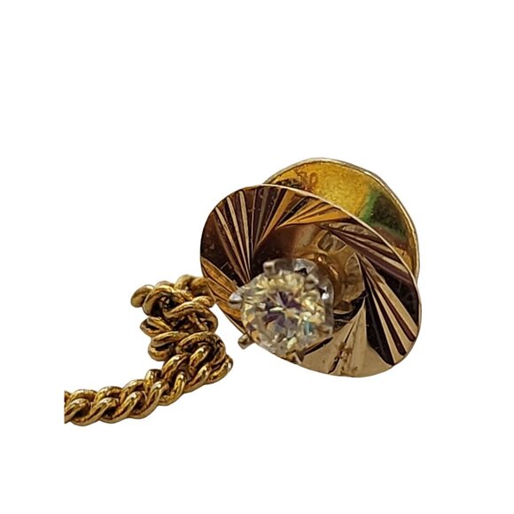 Vintage 14kt Gold Diamond Stud Tie Tack (A5313) - Picture 5 of 6